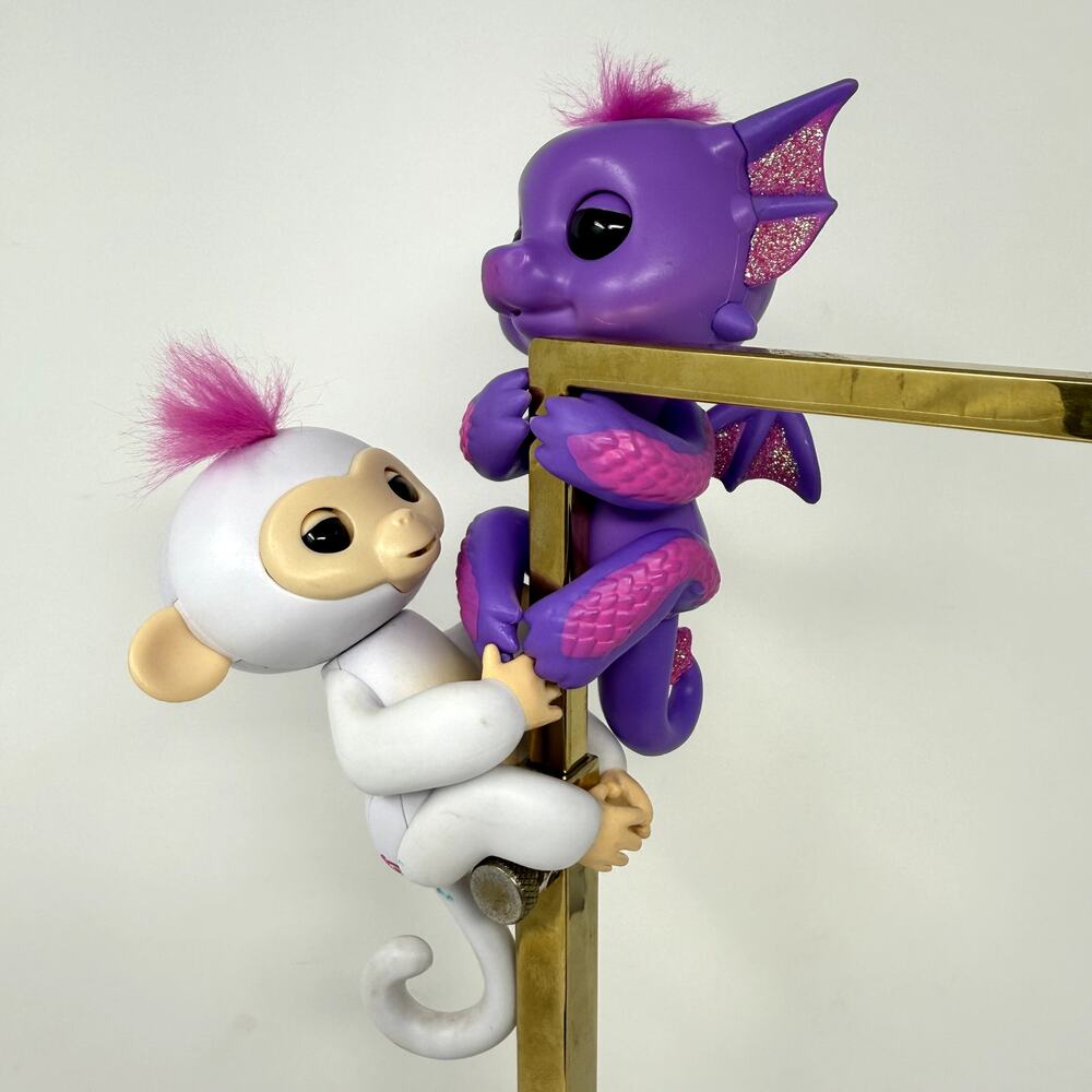 WowWee Fingerlings Baby Dragon Kaylin & Purple Monkey Interactive Toy Set Of 2